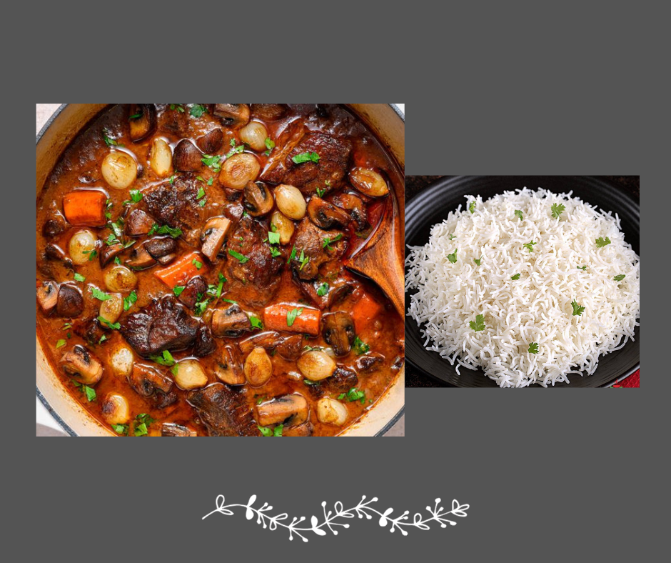 Boeuf bourguignon sur riz sauvage
