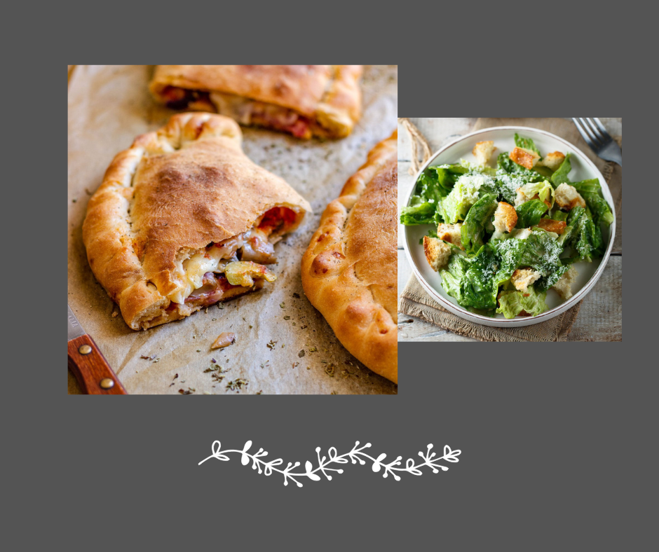 Calzone maison accompagné de salade César