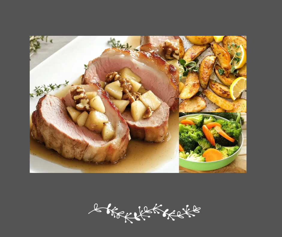 Filet de porc farci pommes et oignons caramélisés
