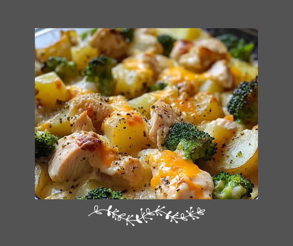 Gratin de poulet aux pommes de terre et brocoli