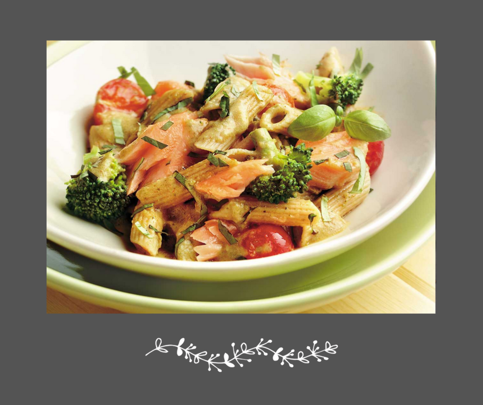 Penne primavera au saumon & légumes