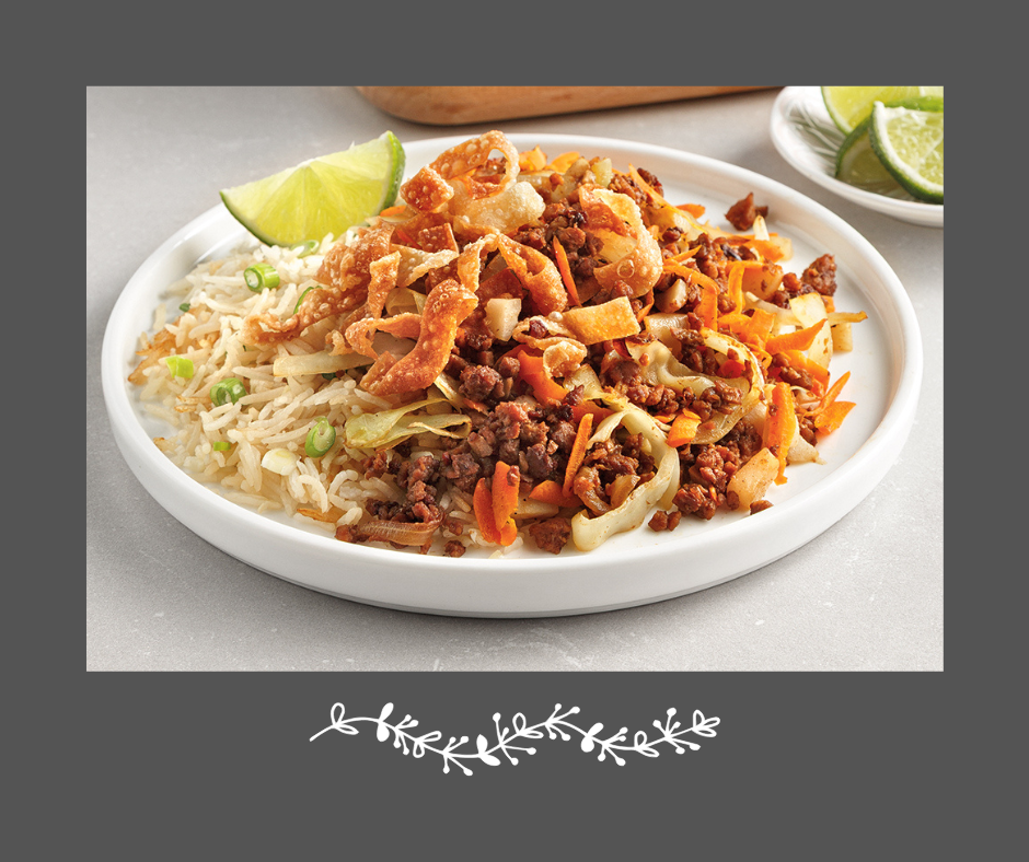 Poêlée style eggroll déconstruit et riz pilaf