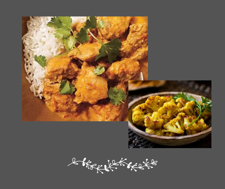 Poulet au beurre Riz basmati & chou-fleur au cari