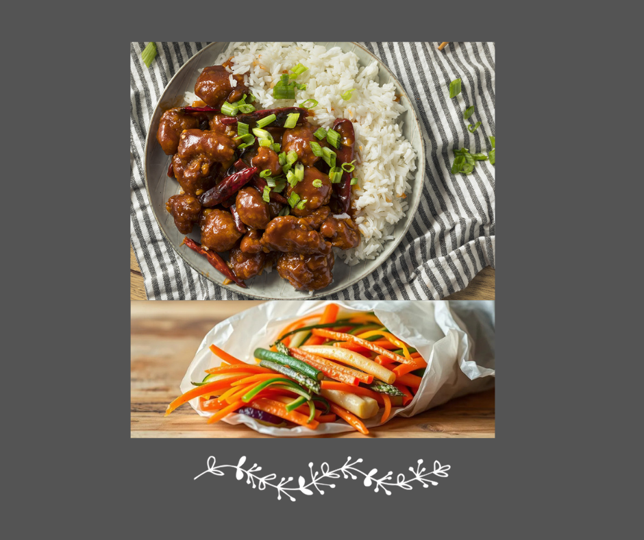 Poulet Général Tao avec légumes julienne