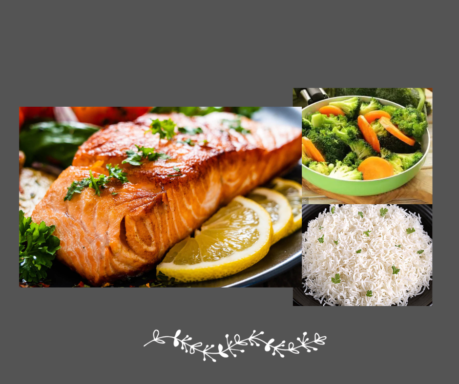 Saumon à l’érable sur riz jasmin et légumes du moment