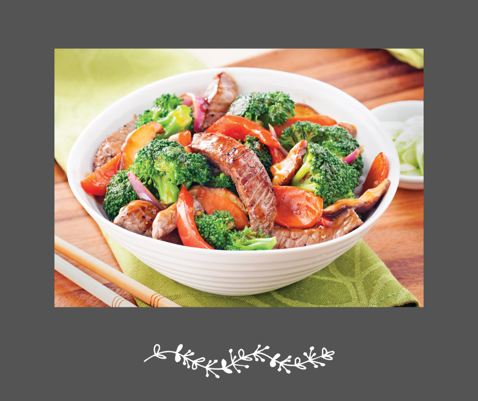 Sauté de bœuf teriyaki, légumes croquants sur vermicelle de riz