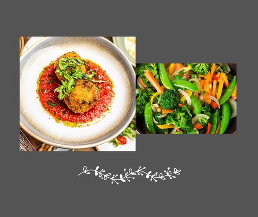 Arancini à la saucisse, sauce marinara et légumes italiens