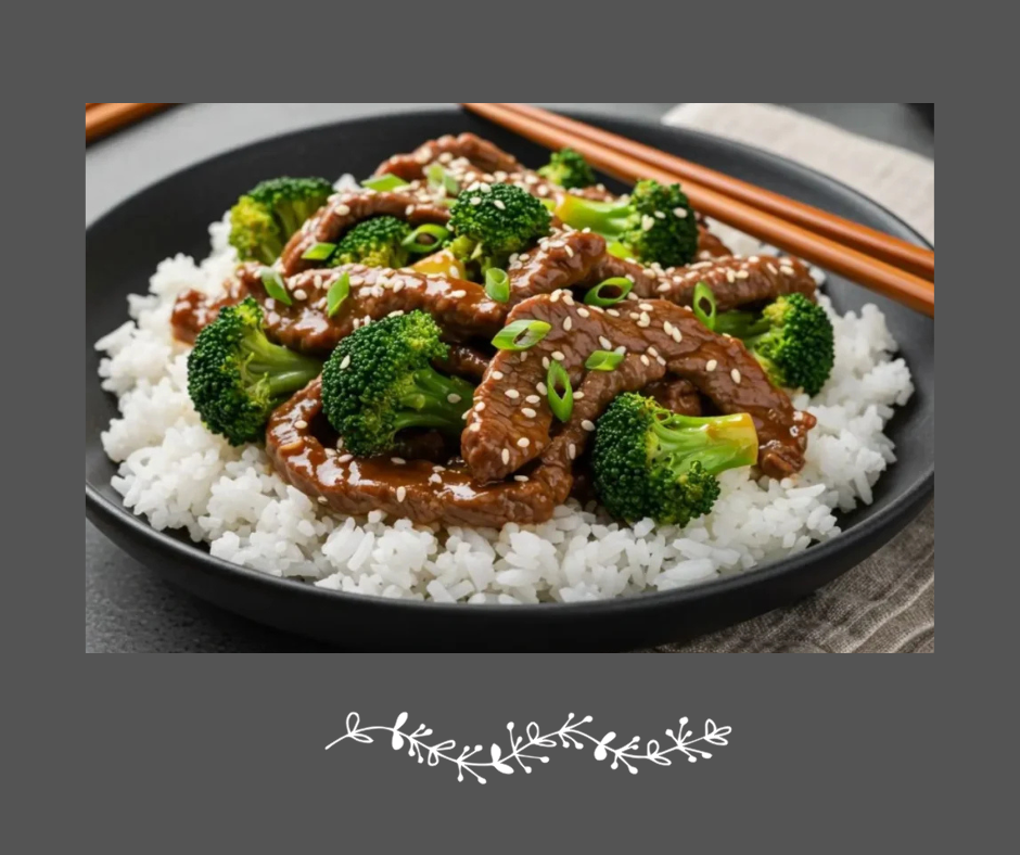 Bœuf au brocoli sur vermicelles de riz