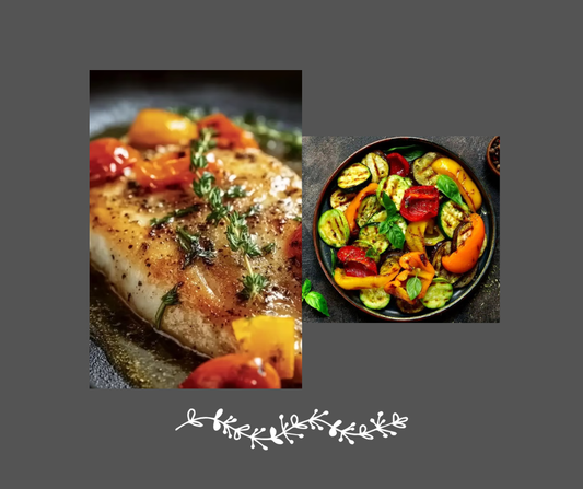 Filet de poisson Basa, riz aux légumes méditerranéens