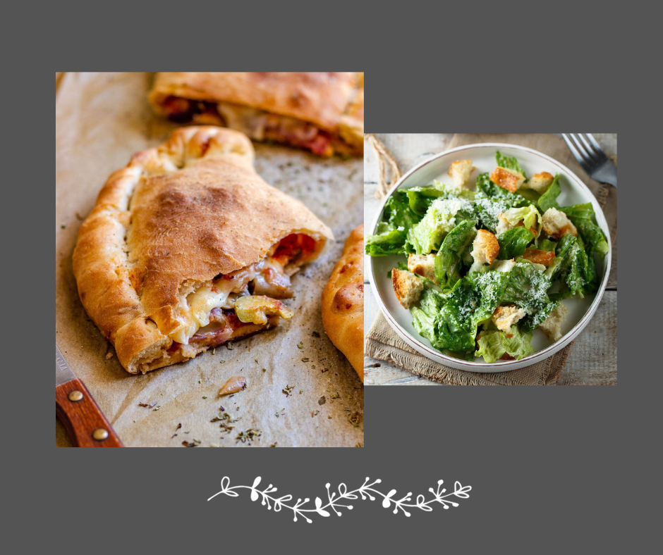 Calzone maison avec salade César