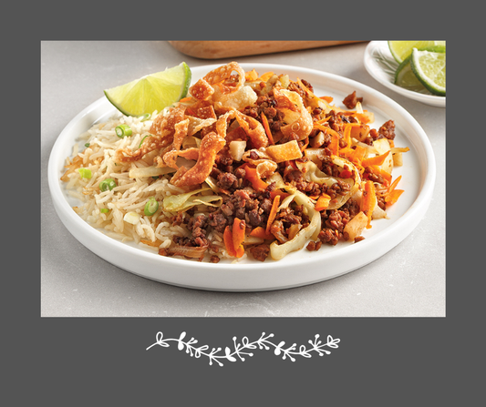 Poêlée style eggroll déconstruit et riz pilaf