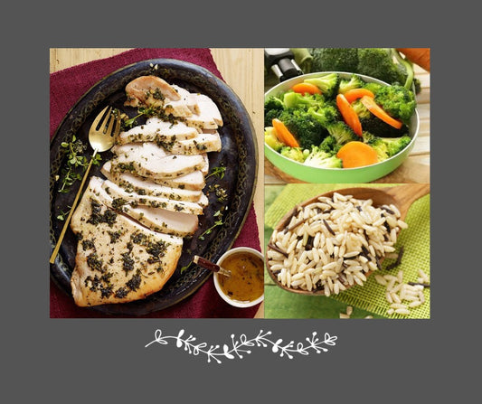 Poitrine de dinde aux fines herbes, riz sauvage et sauce au vin blanc