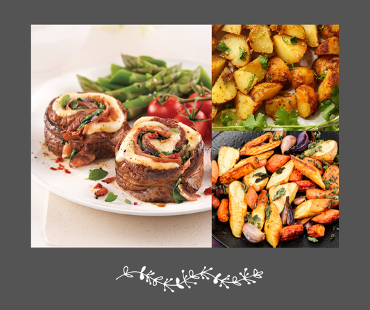 Rosette de bœuf, pommes de terre rissolées et légumes racines