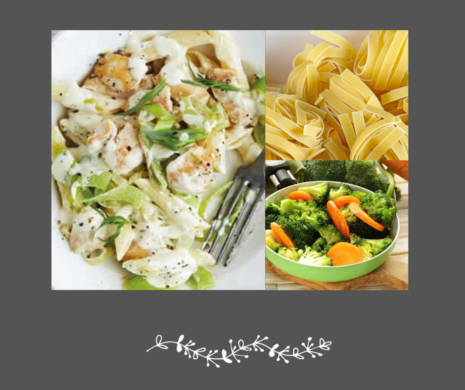 Poulet crémeux aux poireaux sur pennes